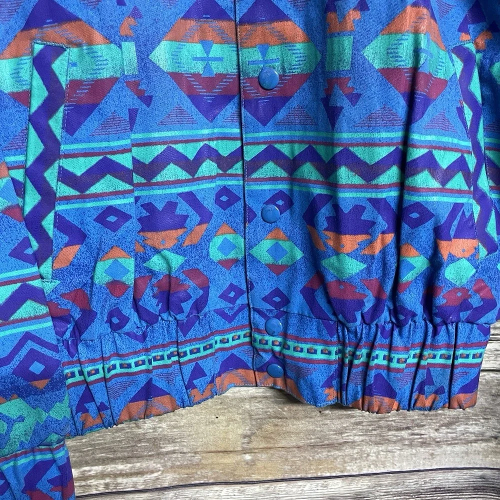 Vintage 90s‎ Wrangler Brushpopper Jacket Medium Western Aztec Southwest EUC